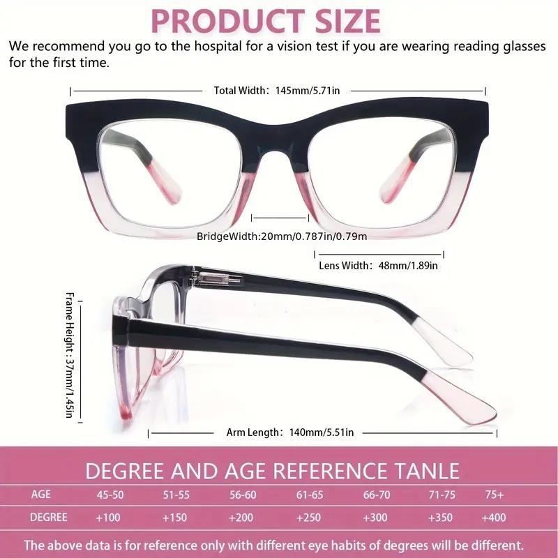 Fashionable Women's Reading Glasses Blue Light Blocking Computer Square