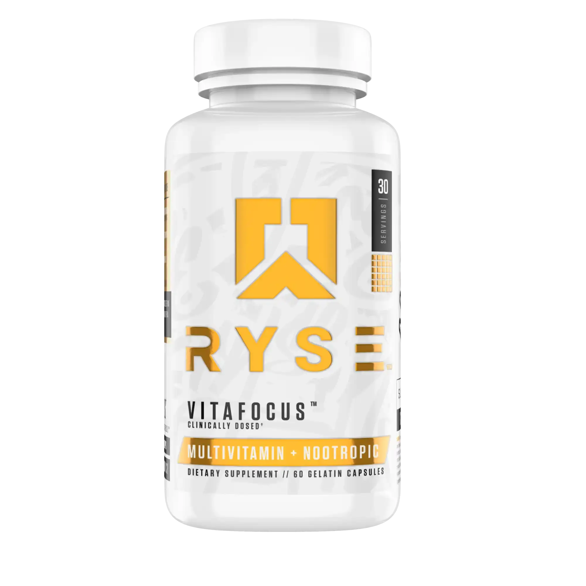 RYSE VitaFocus Brain & Body Supplement - Multivitamin & Nootropic - 13 Essential Vitamins & 8 Essential Minerals - 30 Servings (60 Capsules)