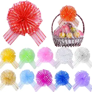 12Pcs/Set Easter Large Pull Bows for Gift Wrapping 6" Basket,Multi-Colored Ribbon Easter Gift Bow for Presents Wedding Baskets Wrapping Boxes Wine Bottles Flower Holiday Decor,DIY Hand Tools Kits