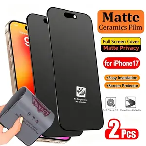 2pcs Matte Privacy Ceramic Protective Screen Protector For iPhone 17 Air/17 Pro Max/17 Pro/17/16E/16/15/14/Plus/13/12/11/XR/X/XS/XS MAX,Full Coverage,Anti-Fingerprint,Anti Spy Privacy Protection,Scratch-Resistant,Bubble-Free,Easy to Install