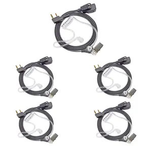 YNIBST 2-Pin K Plug Walkie Talkie  Headset Clear Air Acoustic Tube with Noise Cancelling Mic PTT for Baofeng UV-5R BF-888S Kenwood TK-2100 Retevis TYT Wouxun Radios Compatible with Police Security and Law Enforcement Use(5 Pack)