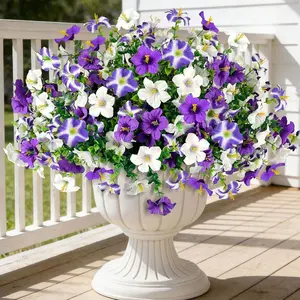 12 pieces of outdoor decorative artificial flowers, imitation silk hydrangeas, UV-resistant, suitable for gardens, porches, windowsills, balconies, courtyard planting boxes, for home decoration in spring and summer, Artificial Flowers For Outside