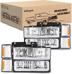Nilight Headlights Assembly Led DRL for Chevy Silverado 1500 2500 3500 1994 1995 1996 1997 1998,1994-1998 Tahoe / C10 / CK/Suburban,(Side Maker Light Not for GMC Yukon)