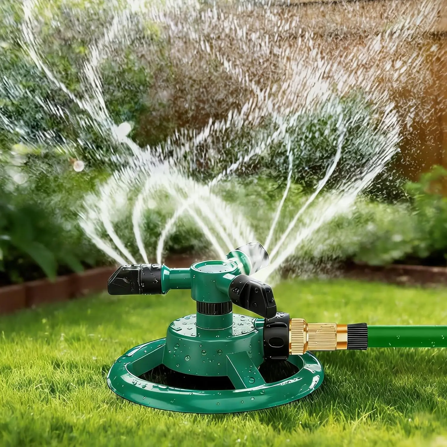 360 Degree Rotating Lawn Sprinkler, Automatic Garden Watering System, Large Area Coverage Irrigation, Heavy Duty Yard Sprinkler for Outdoor Spray, Adjustable Lawn & Garden Watering Device