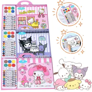 Hello Kitty-Themed Water-Reveal Coloring Book Set with Accompanying Drawing Pad and Non-Toxic Crayons: An Educational Art Resource Supporting Early Childhood Development, Creative Expression, and Cognitive Growth