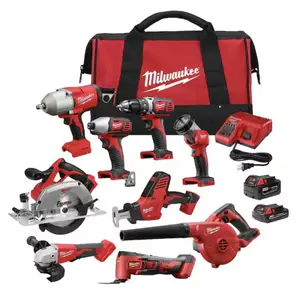 Milwaukee M18 18-Volt Lithium-Ion Cordless Combo Kit 9-Tool with 2-Batteries, Charger and Tool Bag