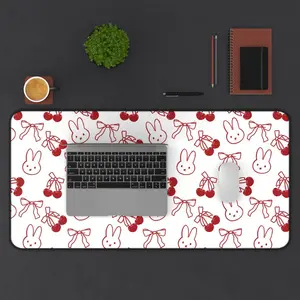 Miffy-Inspired Bunny & Cherry Desk Mat - Large MousepadGaming Desk MatOffice DecorCute GiftGaming Mousepad
