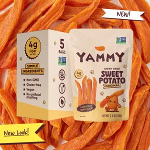 Yammy Original Dried Sweet Potato Sticks – Soft & Chewy Asian Snack (Pack of 5)