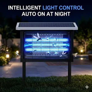 Cordless Fly Control Light, High Bright Triple Tube Design, Solar Rechargeable with USB Backup, Waterproof Insect Removal Device for Patio, RV, Farm, Courtyard and Outdoor Living