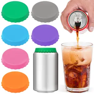 Silicone Soda Can Lid, 6 Counts Reusable Dust-proof Anti-overflow Leakproof Soda Beer Beverage Can Cover, Washable Bottle Protector for Indoor & Outdoor, Drink Protectors