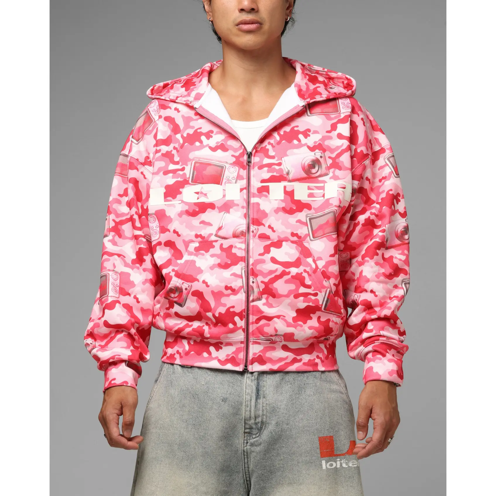 Loiter Digi Camo Zip Hoodie Pink Camo