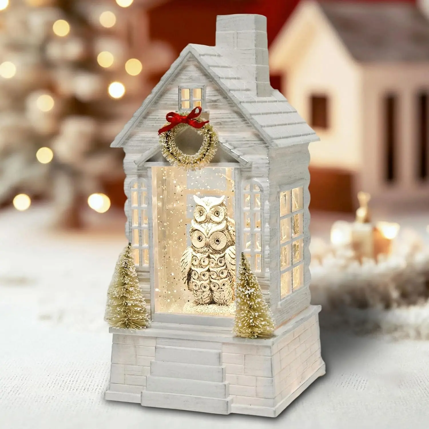 Christmas Snow Globe Lantern with 8 Music Songs & 6H Timer USB & Battery Operated for Christmas Festival Decorations Gifts