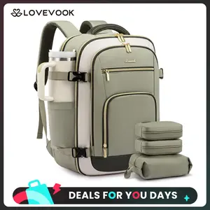 LOVEVOOK Travel Backpack For Women & Men, 40L &50L Carry On Backpack Flight Approved, TSA Personal Item Travel Bag Fits 17 Inch Laptop, Business Weekender Overnight Waterproof Daypack With 2 Cubes