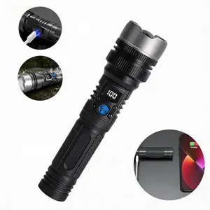 2-in-1 Rechargeable Flashlight + Power Bank, 500 Lumens Super Bright, Zoomable Beam, Smart LED Power Display, 3 Adjustable Modes,  Waterproof & Pocket-Sized, Perfect Flashlight for Camping, Hiking, Home & Emergency