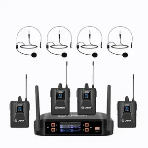 LMBGM D44 UHF Wireless Bodypack Microphone System, Headset/Lavalier Mic Options, Stable Range for Church Conference Teaching Stage