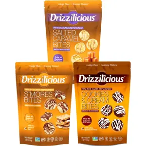 Drizzilicious Dessert Lovers 3-Pack – Salted Caramel, Cookies & Cream & S’mores – Sweet Rice Cake Snack