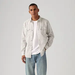 Levi's Men's Long Sleeve Western Button-Down Shirt - S: 100% Cotton, Paisley Pattern, Standard Fit, Poplin Fabric
