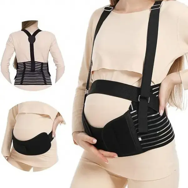 Maternity Belt Back Support Belly Band Pregnancy Belt Support Brace Abdominal Binder Waist Support Black L
