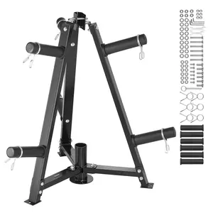 【Summervibes】VEVOR Weight Plate Rack, Weight Plate Tree for 2-Inch Weight Plates, Standard Weight Plate Tree, 300 lbs Load Capacity Weight Storage Holder, Home Gym Barbell Rack Storage Stand, Black