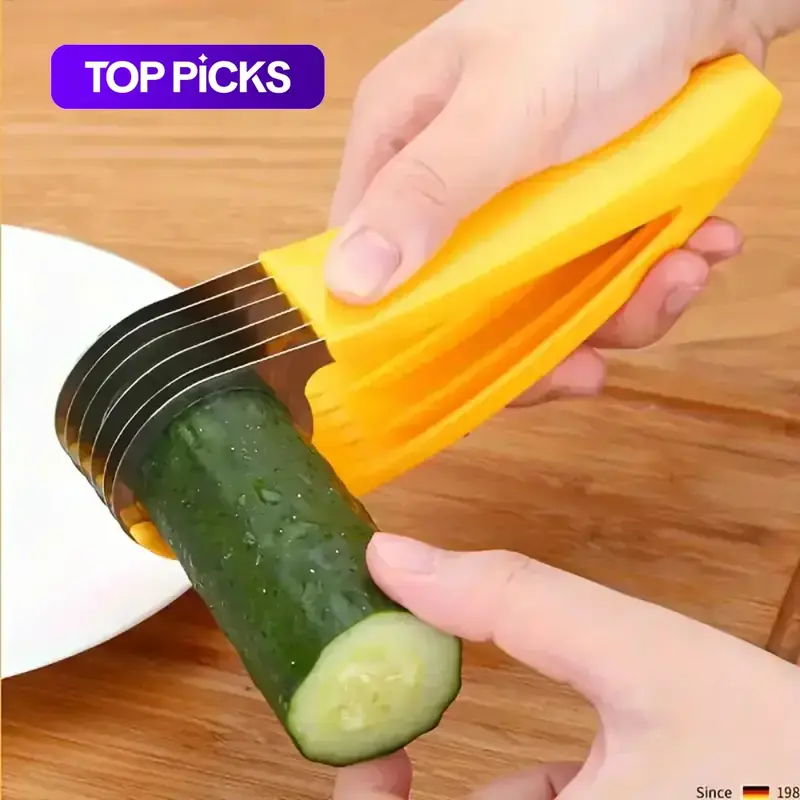 Multifunctional Stainless Steel Banana and Cucumber Slicer, 1 Count Portable Manual Fruit & Vegetable Cutter, Kitchen Gadget for Home Use