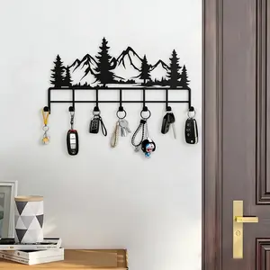 1Pcs Metal Key Holder, Mountain Wall Mounted Key Hook, Wall Key Holder, Key Organizer with 7 Hooks, Home Organizer Hook, Key Hook Decoration for Kitchen, Entryway, Hallway, Bedroom, Doorway