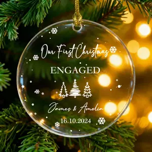 Our First Christmas Engaged Ornament 2025,Personalized Acrylic Engagement Ornament,Newly Engaged Couple Christmas Keepsake,Couples Ornament