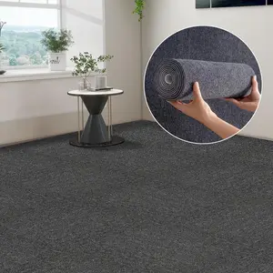 Cushioned Carpet Tiles Peel and Stick Self Adhesive Floor Squares Thick Soft Non Slip Waterproof Stain Resistant Removable Easy Cut Flooring for Bedroom Living Room Kitchen Office Stairs Basement Indoor Outdoor Home Renovation