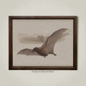 Vampire Bat Wall Art - Gothic Dark Academia Digital Print  Poster Unframed - 5 size, 8x12 to 27x40