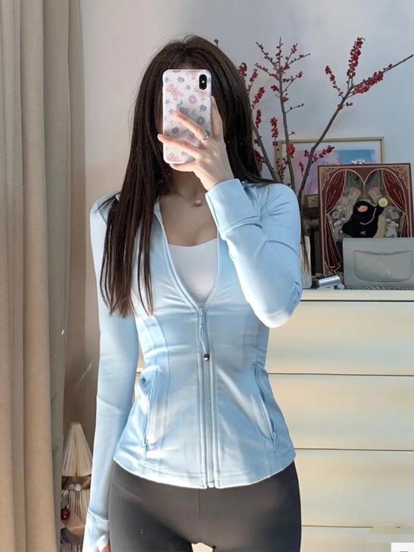 Spring Stand Collar Zipper Yoga Jacket for Women, Slim Fit Outdoor Running Sports Gym Jacket, Casual Fashion Outerwear