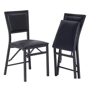 VECELO Folding Chairs Set of 2/4 No Assembly Foldable Padded Seats with Heavy Duty Metal Frame and CushionChairs for Kitchen Dining Living Room, Space Saving