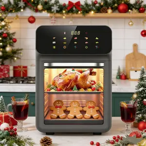1pc,US Family Cooks FD-1015B Visible Air Fryer Oven,1350W 110-120V,V-0 Shell,Stainless Non-Stick,Touch Screen,Hot Air Cycle,Ground Plug&192℃ Fuse,for Home Counter Cook,Low Oil Cooker,Hot Sell Fries Maker