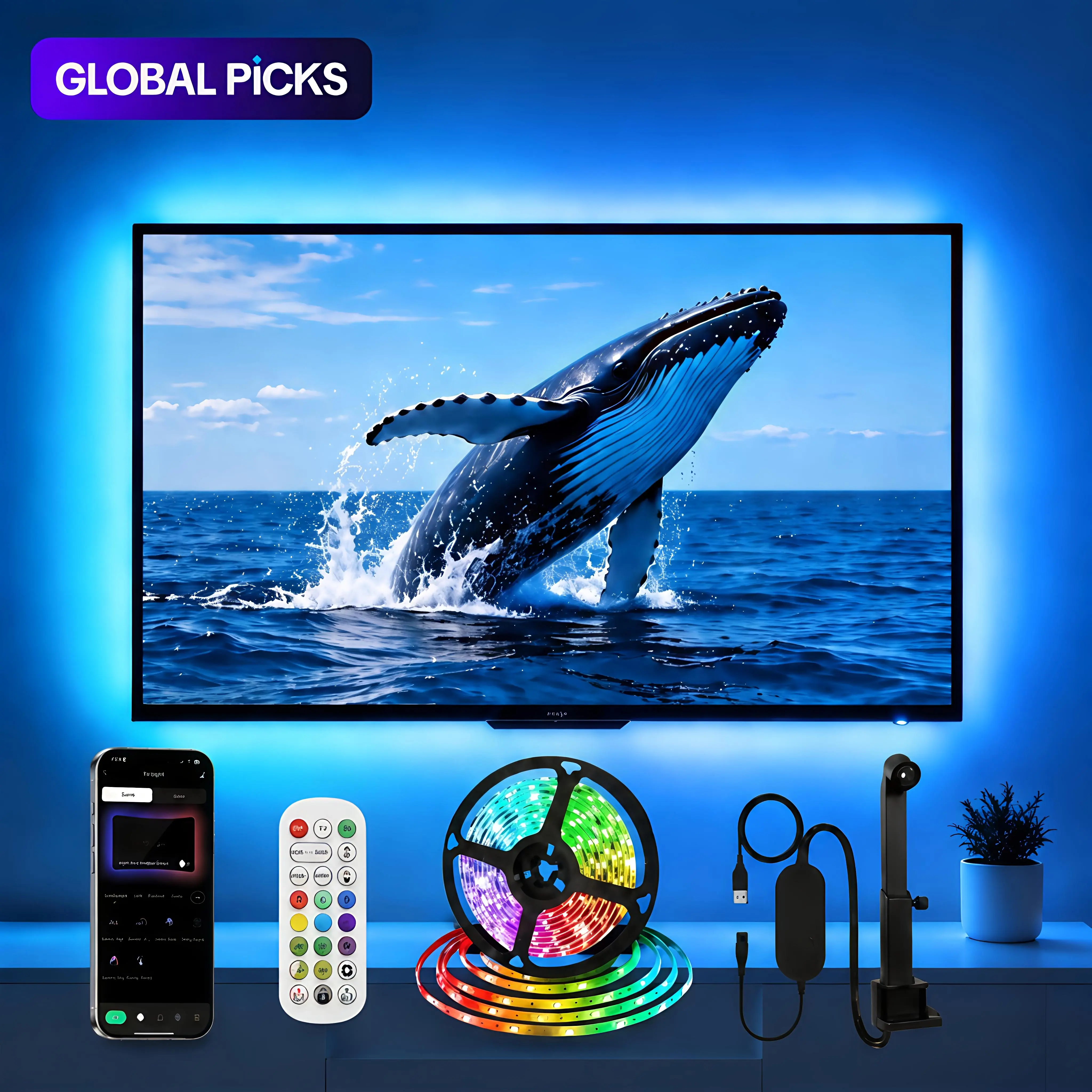 RGB TV Backlight LED Strip Lights - Bluetooth APP & Remote Controlled, Screen-Sync Smart USB-Powered Lights for TV, Bedroom Home Decor