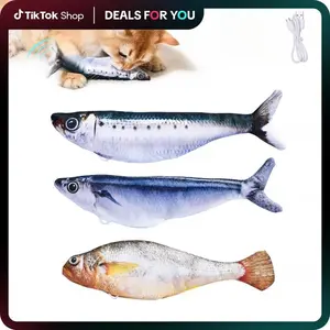 Petgravity Bitesize Realistic Flopping Fish Cat Toys, Realistic Appearance, 3-Pack, Interactive Cat Toys for All Breeds, Tap-Activated 3 Flapping Modes