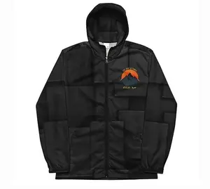 Villahiker - Get Out And Trail Black Mountain Logo Lightweight Outdoor Waterproof Hiking Windbreaker Jacket