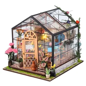 DIY Wooden Book Nook Kit, 1 Set 3D Wooden Garden Design Puzzle, 3D Desktop Decoration Ornament, DIY Model Kit for Bookshelf Decoration