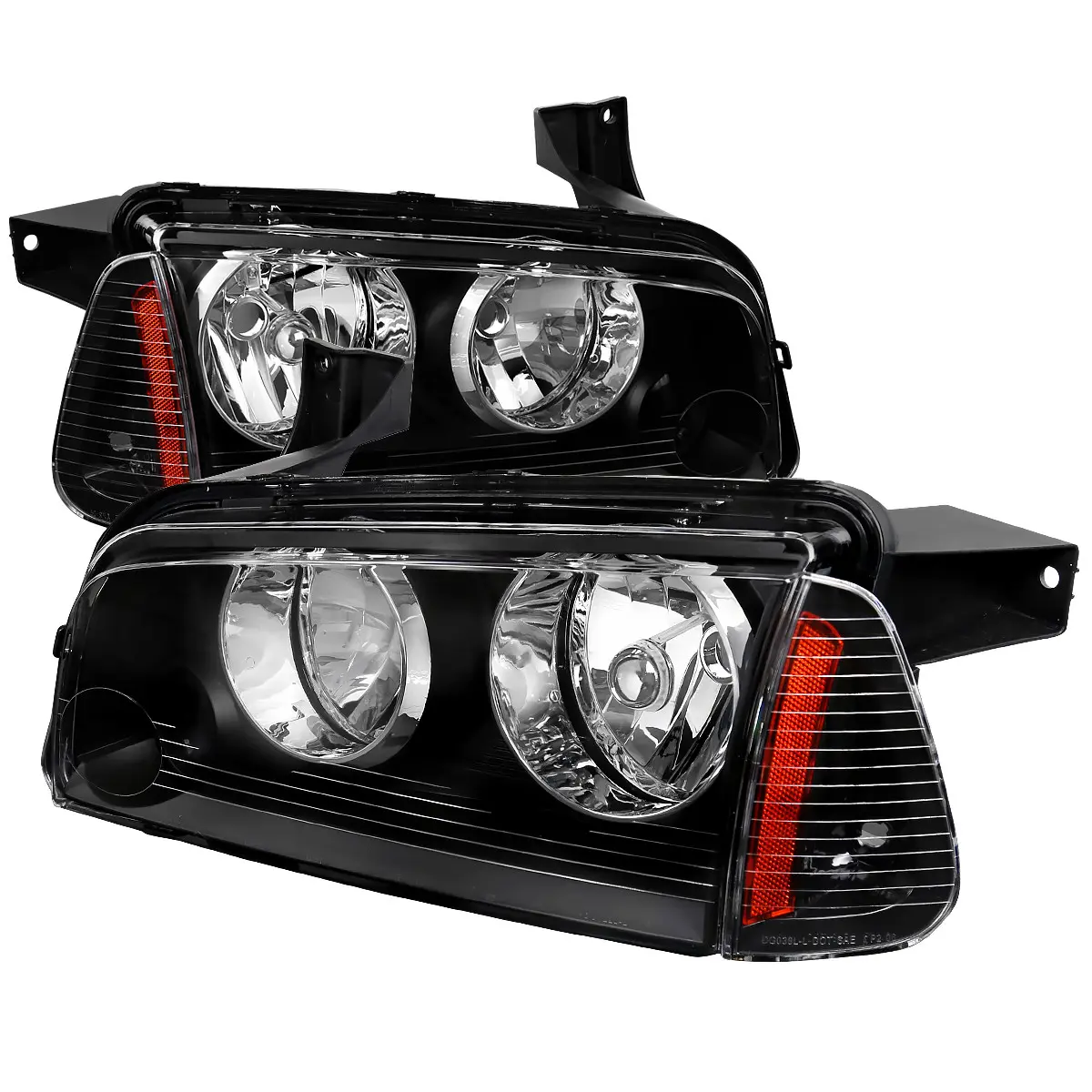 2006-2010 Dodge Charger Factory Style Headlights w/ Corner Lights (Matte Black Housing/Clear Lens) 2006-2010 Dodge Charger Factory Style Headlights w/ Corner Lights (Matte Black Housing/Clear Lens)