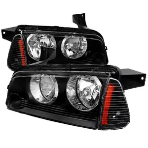 2006-2010 Dodge Charger Factory Style Headlights w/ Corner Lights (Matte Black Housing/Clear Lens)