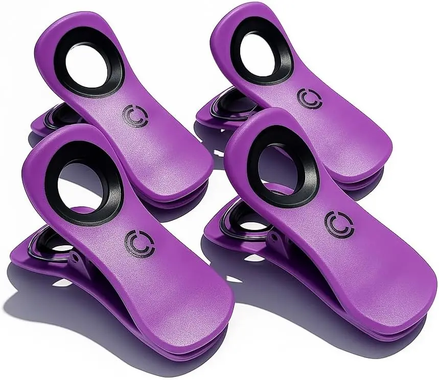 Towel  for Beach Chairs - Set of 4 Pool Towel Holder  for Lounge Chairs on Cruise, Large 2.5 Opening Heavy Duty Clip for Towels on Boat Loungers with Travel Pouch - Purple