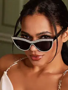1pc Fashion Cat Eye Glasses, Bulingbuling Sparkling Rhinestone Eyewear, Perfect for Graduation Dance, Costume Parties, Summer Beach Accessories