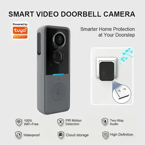 1080P Wireless Wi-Fi Video Doorbell Camera, Door Home Security, Night Vision, Two-Way Audio, Cloud Storage, Smart AI Motion Detection, Live View, Battery Powered, No Subscription, TUYA APP, Doorbell with Chime, Motion Detection & Alerts