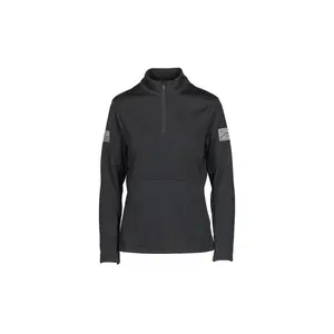 Women's 1/2 Zip Waffle Top - Black