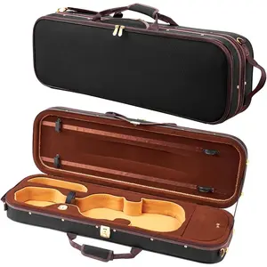 VEVOR 4/4 Full Size Violin Case, Built-in Hygrometer, Lightweight Portable Travel Carrying Bag, with Plush Lining, Shoulder Straps, Anti-Scratch, Professional Oblong Shape, for Violin, Black