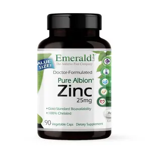 Emerald Labs Pure Albion Zinc 25 mg - Dietary Supplement with Gold Standard Bioavailability for Immune, Cell Function, and Digestive Support - 90 Vegetable Capsules