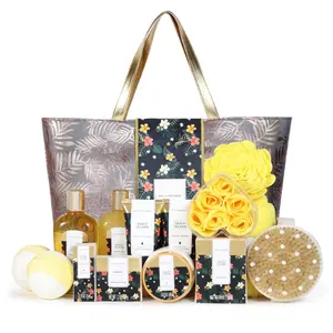 Scented Bath Gift Sets for Women - 15 Pcs Tahiti Island Spa Baskets, Beauty Bath and Body Birthday Holiday Day Gifts for Her