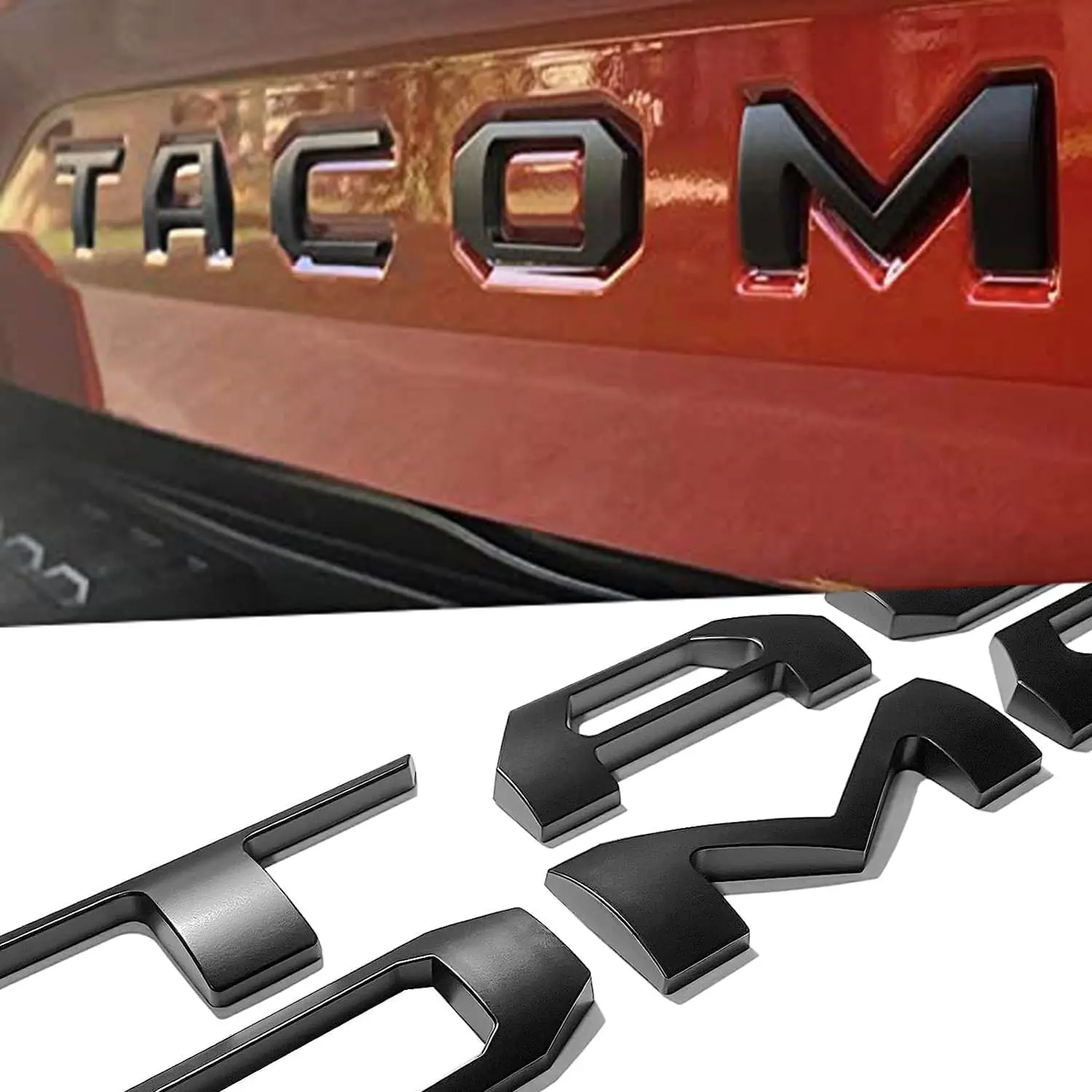Tailgate Insert Letters Compatible with Tacoma 2016 2017 2018 2019 2020 2021 2022 2023 2024 2025 2026 3D ABS Emblems with Strong 3-m Adhesive