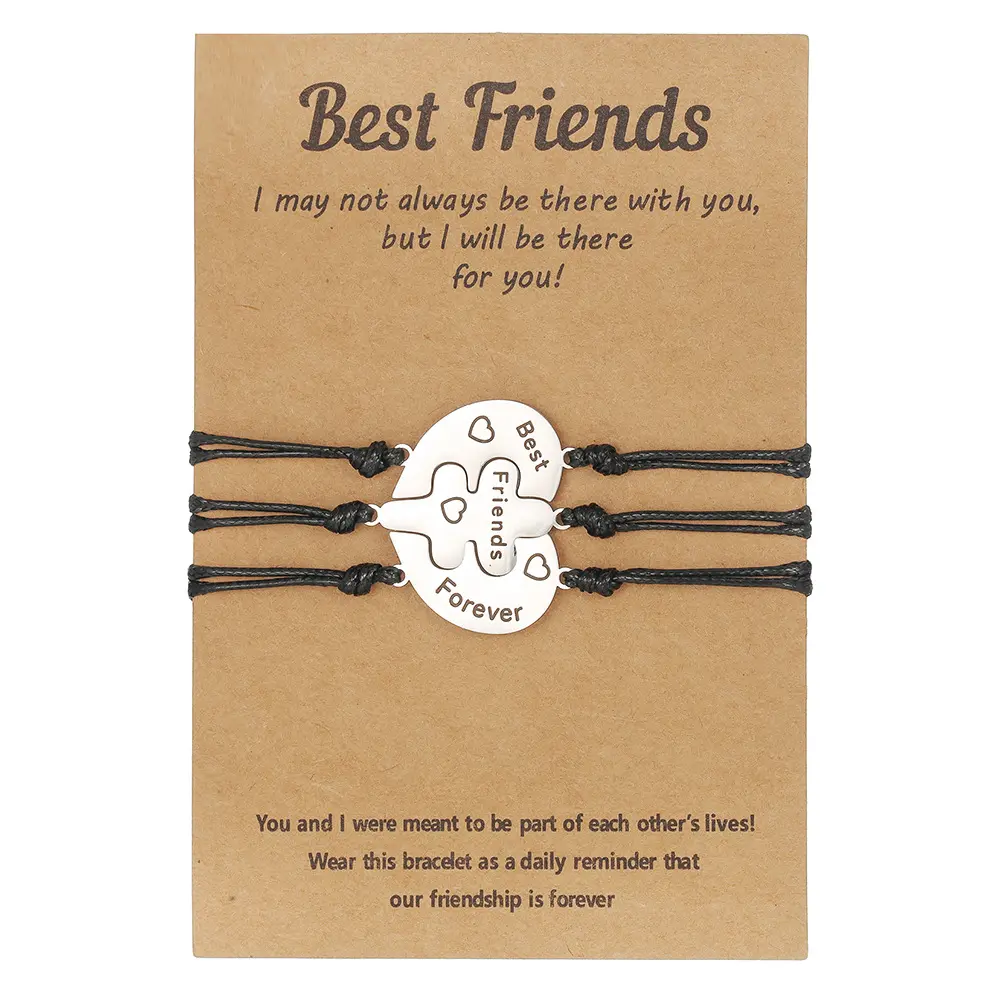 Best Friend Bracelets for 3 BFF Heart Matching Bracelets Gifts for Women Girls