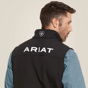 Ariat Men’s logo 2.0 soft shell sleeveless shirt black fitted, plaid Design, suitable for summer style 10028321