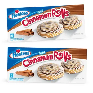 Hostess Cinnamon Rolls Snack Cake 6 Packs, 2 Boxes (12 Rolls Total)
