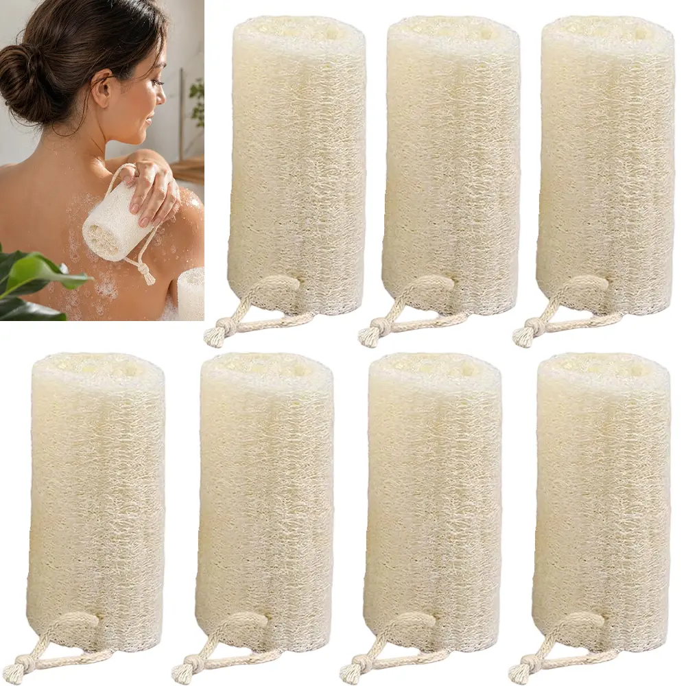 7PCS Natural Loofah Exfoliating Body Scrubber,Bath Sponge Exfoliating Shower Body Scrubber for Deep Cleaning & Smooth Skin, Natural Real Loofah Sponge for Men & Women