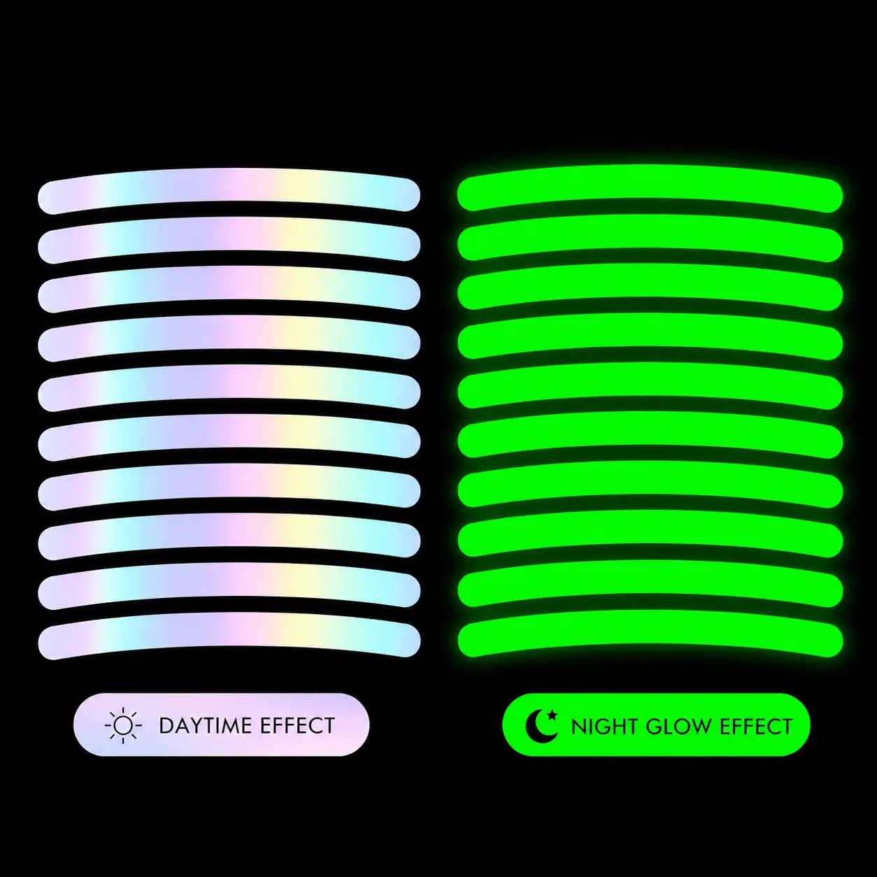 20Pcs Luminous Reflective Wheel Stickers for Delivery Riders, Night Shift Safety E-Bike Motorcycle Rim Decals, Waterproof Anti-Collision Hub Reflector Strips, High Visibility Glow Tape for Electric Scooter Moped Bike